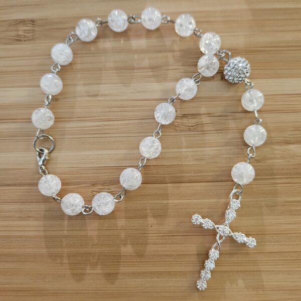 Křišťálový růženec s luxusním křížkem